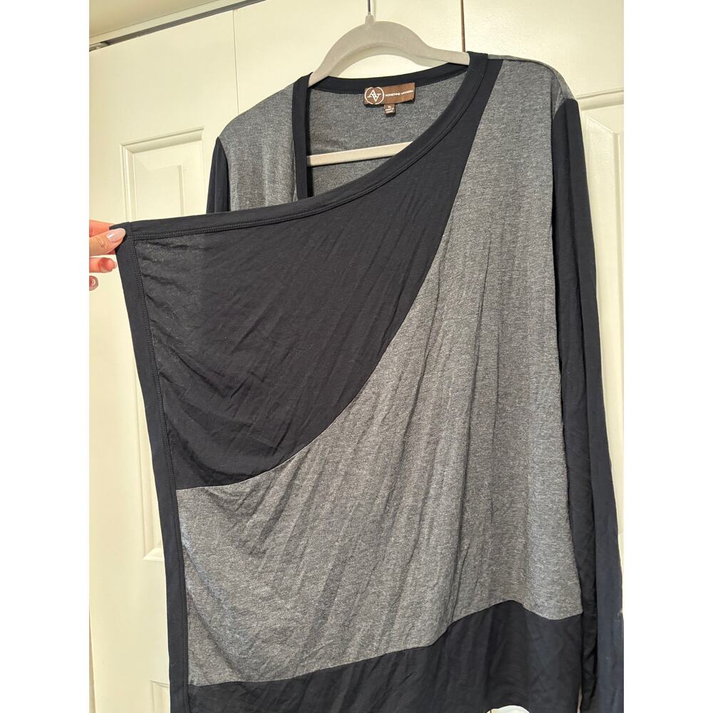 Adrienne Vittadini Women's Draped Open Front Cardigan Black Gray XL - Picture 4 of 9